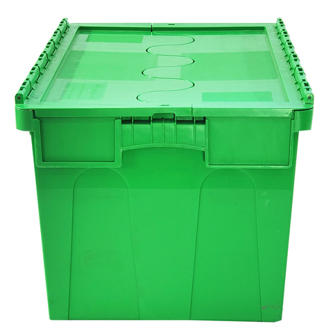 Box High Standard Plastic Nesting Crate Attached Lid Storage Transport Plastic Solid Box Logistic Storage FSDXC64350 Nestable